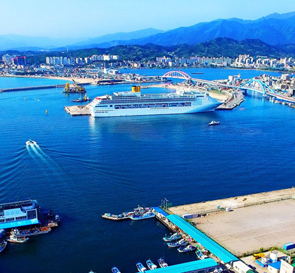 Panoramic view of Gangwon's sea port
